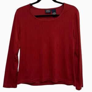 Sonoma Vintage Faux Suede Red Long Sleeve Tee Shirt Petite